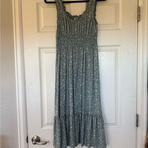 Patrons of Peace Teal Patterned Midi Dress